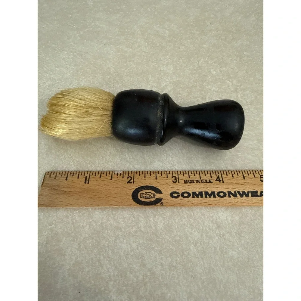 Shaving Brush Black‎ Handle Natural Bristle Barber Grooming Tool Vintage